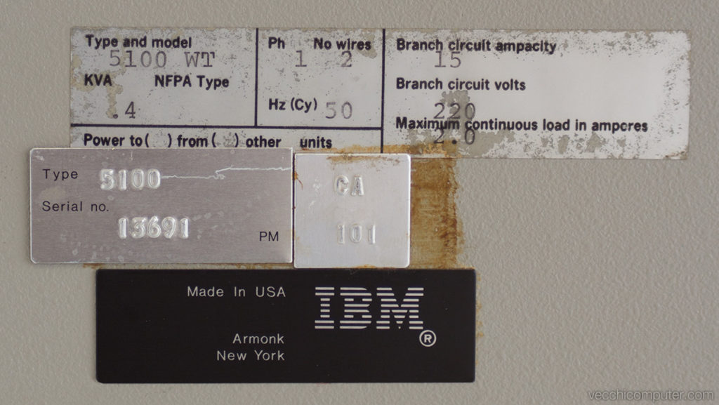 IBM 5100 - numero di serie