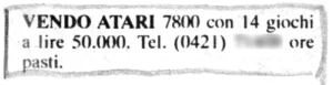 Atari 7800 - annuncio